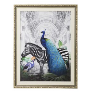 CUADRO PAVO REAL CON MARCO MADERA 96x4x125 CM