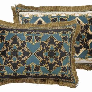 COJIN VELVET RELLENO PLUMAS CON FLECOS 60x13x45 CM