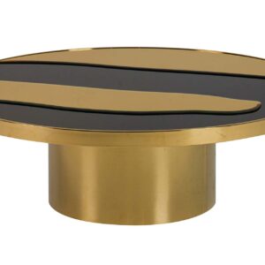 MESA CENTRO ACERO INOXIDABLE DORADO 100x100x33 CM