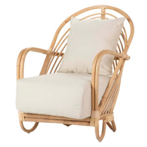 SILLON C/ COJIN RATAN BLANCO MARRON 64x72x86 CM