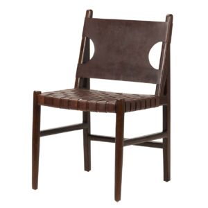 SILLA MADERA TEKA CUERO 51x52x85 CM