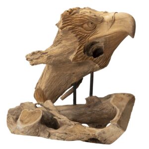 FIGURA DECORATIVA MADERA TECA AGUILA 40x25x30 CM