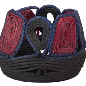CESTO FIBRA NATURAL NEGRO ROJO 46x46x36 CM