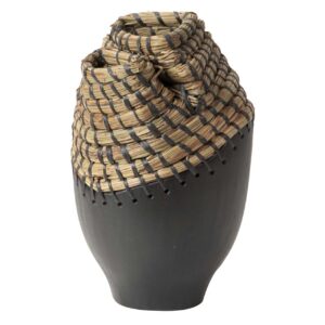 JARRON FIBRA NATURAL MADERA 20x20x30 CM