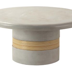 MESA CENTRO PIEDRA RATAN 85x85x38 CM