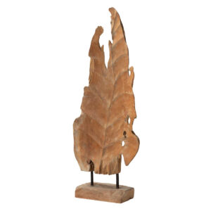 FIGURA DECORATIVA HOJA MADERA TEKA 35x14x85 CM