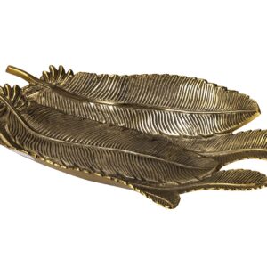 BANDEJA PLUMA ALUMINIO DORADO 66x28x10 CM