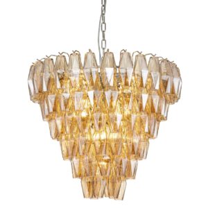 LAMPARA TECHO CRISTAL METAL PLATEADO 65x65x85 CM