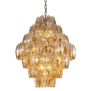 LAMPARA TECHO CRISTAL METAL PLATEADO 65x65x74 CM