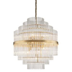 LAMPARA TECHO CRISTAL METAL DORADO 60x60x67 CM