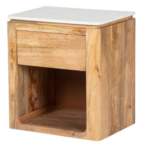 MESITA MADERA MANGO MARMOL FELO 55x40x60 CM