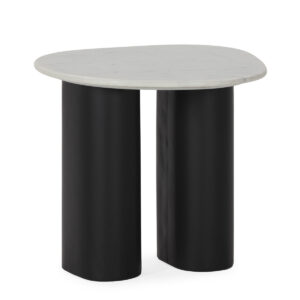 Mesa Auxiliar 55x55x48 Metal/Mármol -- Plomo/Blanco