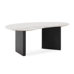 Mesa de Centro 123x64x46 Madera de Mango/Mármol -- Negro/Marrón