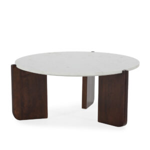 Mesa de Centro 91x91x40 Madera/Mármol -- Marrón/Blanco