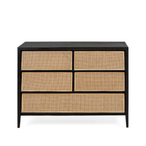 Cómoda 110x55x80 Madera de Cedro/Ratán -- Negro/Natural