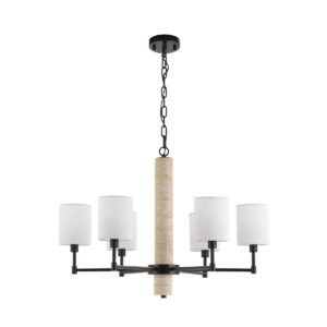 Lámpara de Techo con pantalla ?76x58 Mármol Travertino/Metal -- Beige/Negro