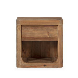 Mesita de Noche 55x45x56 Madera de Pino Recuperado -- Natural Envejecido
