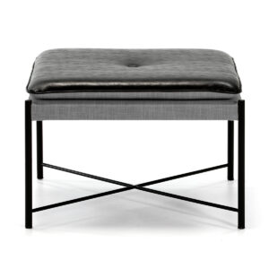 Puff 60x60x41 Hierro/Tela/P.Piel -- Negro/Gris/Negro