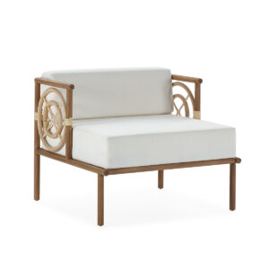 Sillón 78x76x65 Madera de Teca/Tela -- Natural/Blanco