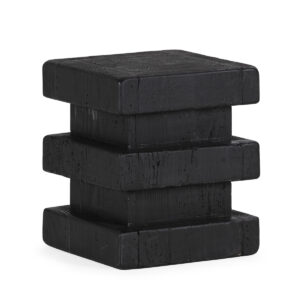 Taburete 35x35x40 Madera de Pino Recuperado -- Negro