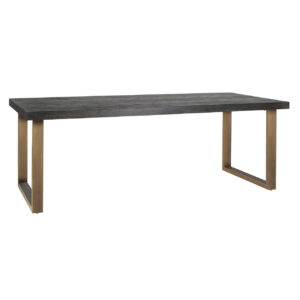Mesa de comedor Blackbone Brass en negro rústico, 180 cm
