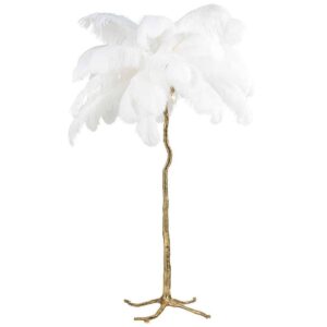 Lámpara de pie plumas avestruz