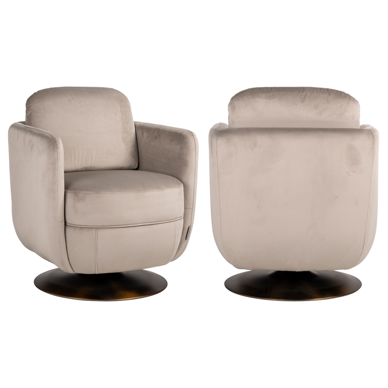 Lounge chair Turner khaki velvet swivel fire retardant