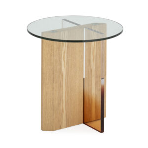 Mesa Auxiliar 45x45x45 Madera de Haya/Acrilico/Cristal -- Natural/Ahumado/Transparente