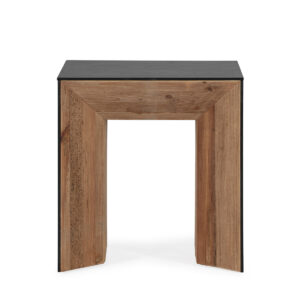 Mesa Auxiliar 60x60x60 Madera de Pino Recuperado -- Natural Envejecido/Negro