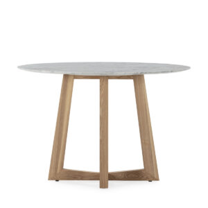 Mesa Comedor 115x115x75 Madera de Fresno/Marmol De Carrara -- Natural/Blanco