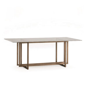 Mesa Comedor 190x100x75 Cristal/Metal Dorado