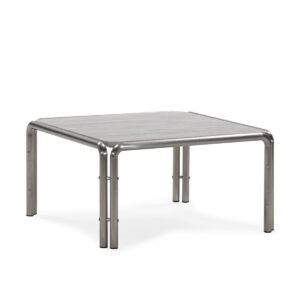Mesa de Centro 80x80x40 Acero Inoxidable/Mármol Travertino -- Acero Cepillado/Gris