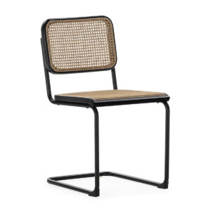 Silla 46x46x82 Metal/Madera de Haya/Ratán -- Negro/Natural