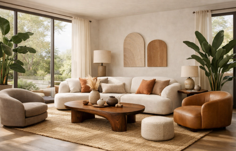 Tendencias decoración 2026: Tendencias de Decoración 2026: materiales naturales, curvas orgánicas y maderas oscuras para tran
