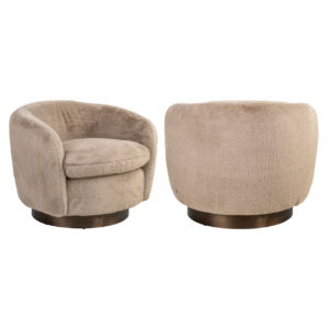 Lounge chair Colmar khaki fluffy swivel