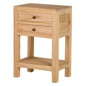 MESITA DE NOCHE 2 CAJONES MADERA MINDI 45x30x66 CM