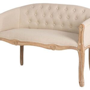 SOFA DOBLE LINO CAPITONE PATAS MADERA 107x61x71CM