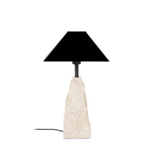 Lámpara de Sobremesa sin pantalla 33x33x53 Metal/Mármol Travertino -- Negro/Crema