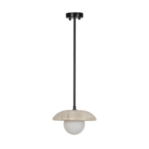 Lámpara de Techo 25x25x14/130 Metal/Mármol Travertino -- Negro/Crema