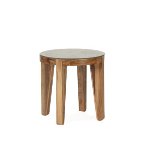 Mesa Auxiliar 51x51x50 Madera de Teca/Cristal -- Natural/Transparente