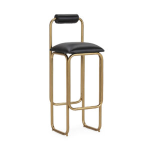 Taburete 38x38x107 Metal/P.Piel -- Dorado/Negro