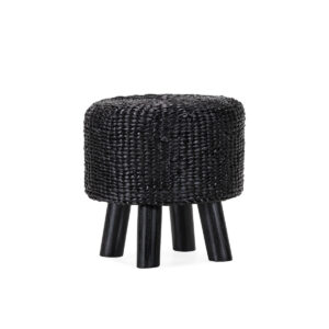 Taburete 45x45x45 Madera de Teca/Jacinto de Agua -- Negro/Negro