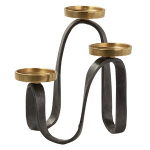 CANDELABRO ALUMINIO NEGRO / DORADO 22x22x27 CM