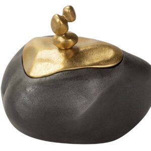 BOMBONERA ALUMINIO NEGRO / DORADO 19x15x17 CM