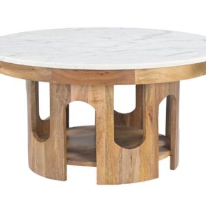MESA CENTRO MADERA MINDI MARMOL MARRON 80x80x40 CM