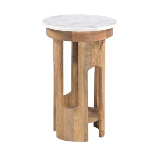 MESA AUXILIAR MADERA MINDI MARMOL 35x35x55 CM