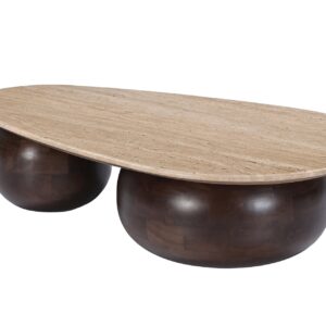 MESA CENTRO MADERA MINDI MARMOL 120x70x31 CM