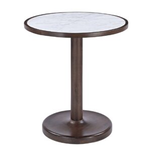 MESA BAR MADERA MINDI MARMOL MARRON 70x70x75 CM