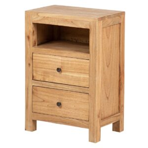 MESITA DE NOCHE 2 CAJONES MADERA MINDI 45x30x66CM