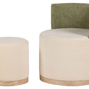 SET BUTACA Y PUFF CHENILLA 61x61x70 40x40x40 CM